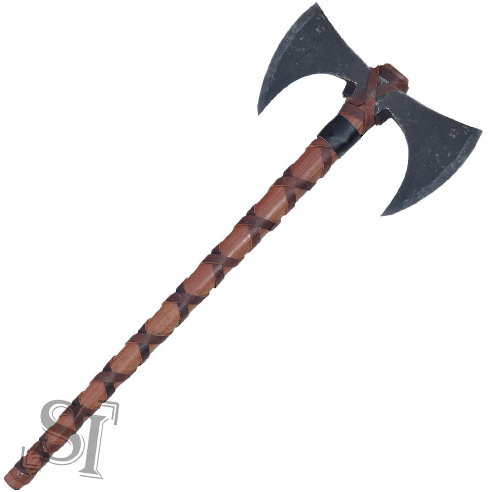 Carbon Steel Double Bit 2 Head Functional Battle Axe