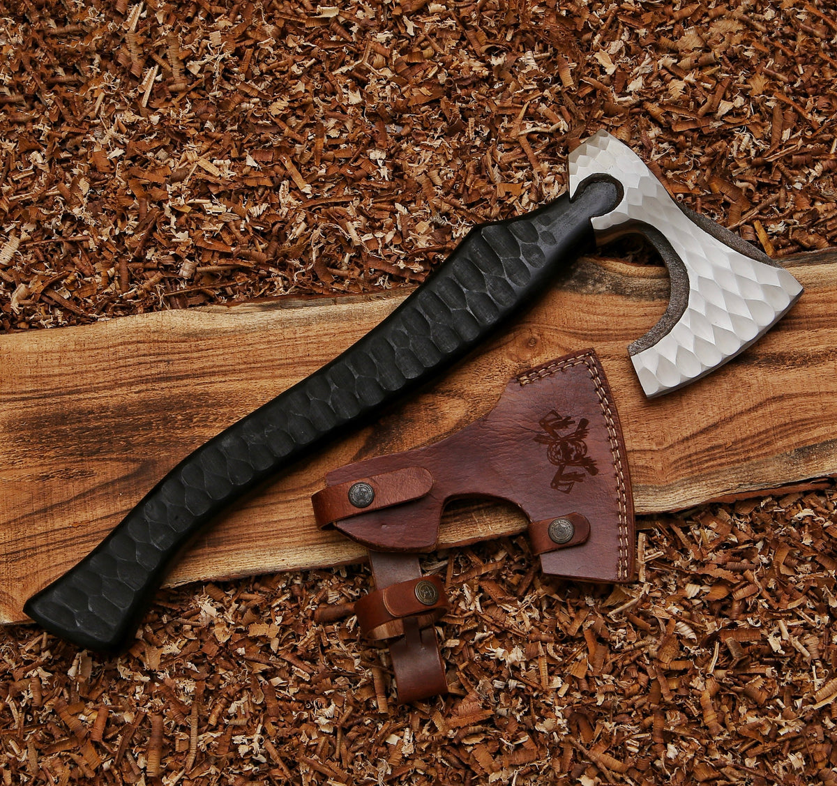 Custom Hand Forged Carbon Steel Axe with Ash Wood Shaft - TOPHATTER'S ARMORY DEALS