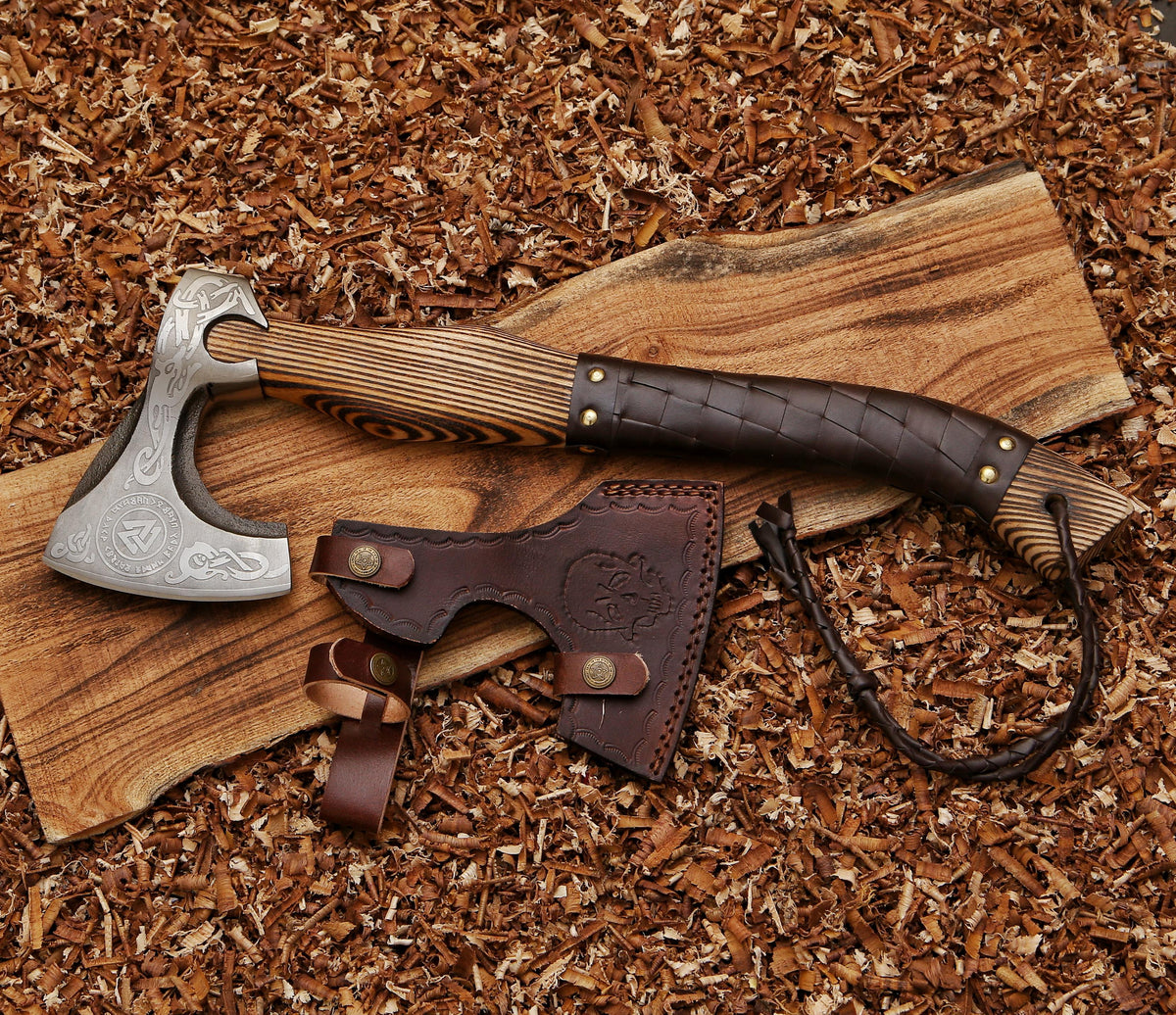 Hand Forged Valknut Viking Axe - TOPHATTER'S ARMORY DEALS