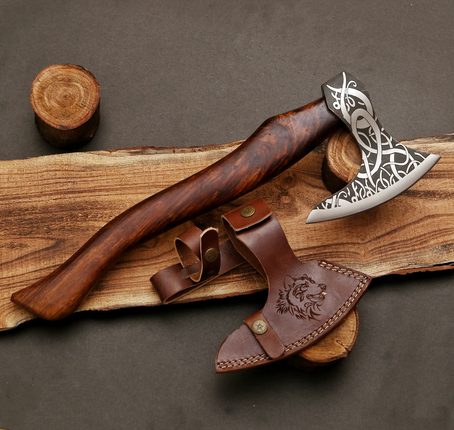 Vine Viking Axe With Rosewood Handle