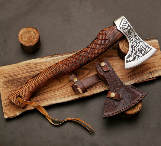 Norse Dragon Functional Medieval Viking Bearded Axe Hatchet