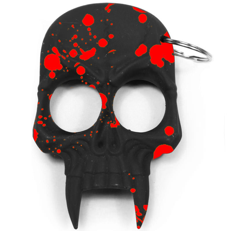 Demonic Skull Self Defense Keychain Black With Red Splash - TOPHATTER'S ARMORY DEALS