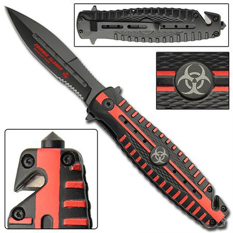 Quarantine Red Zone Zombie Slayer Spring Assist Knife - TOPHATTER'S ARMORY DEALS