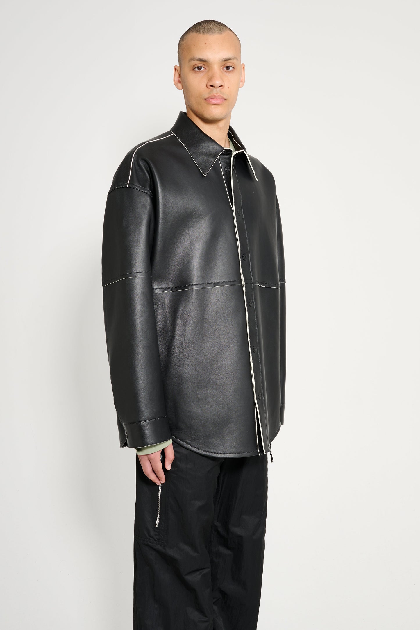 Acne Studios Leather Overshirt Black