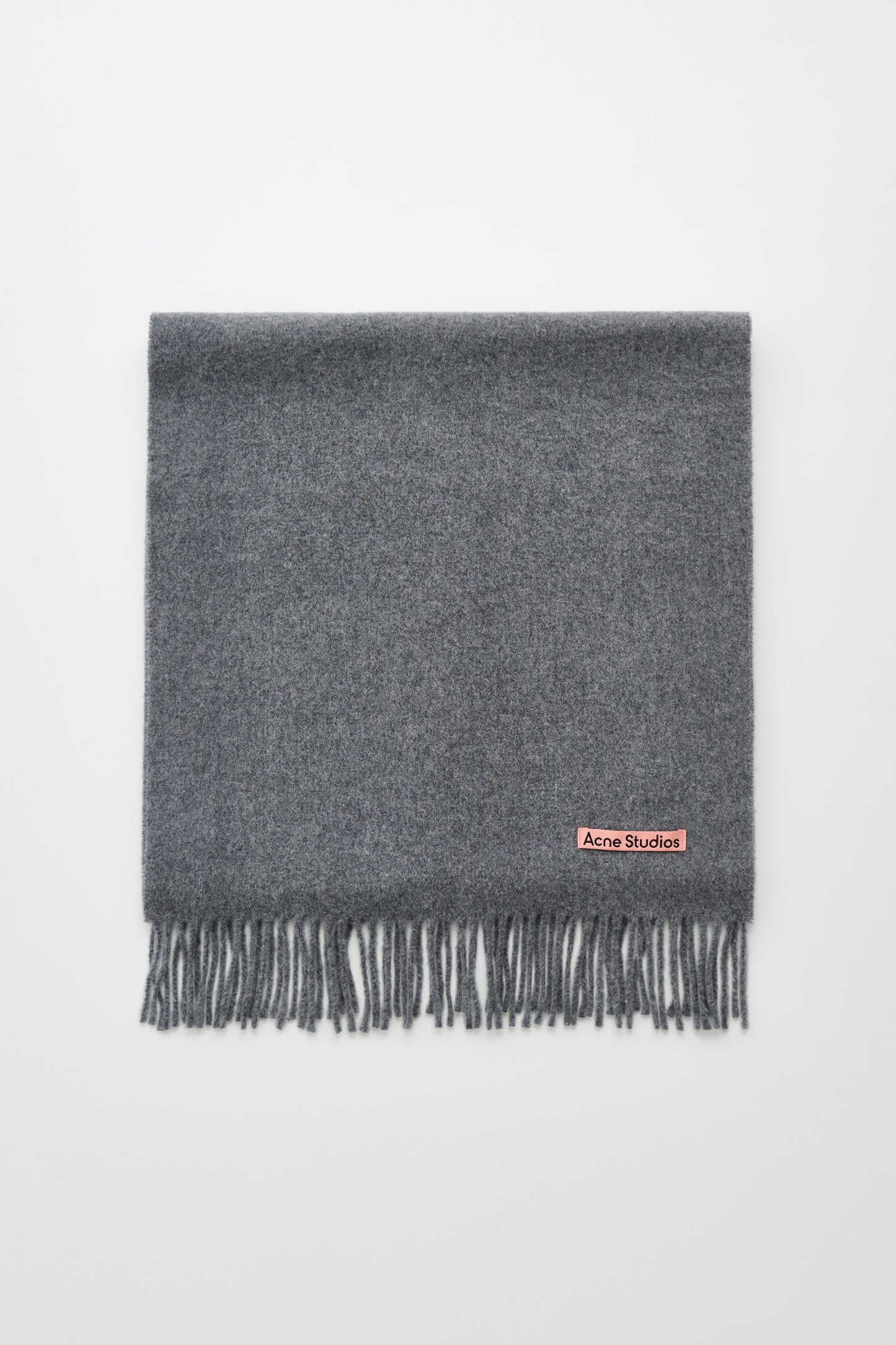 Acne Studios Fringe Wool Scarf Narrow Grey Melange