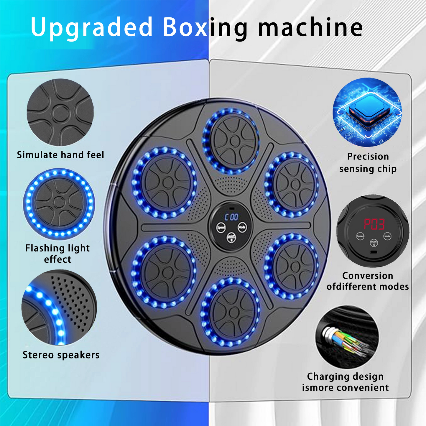 Smart Music Boxing Machine - W/ Bluetooth Connectivity and Gloves