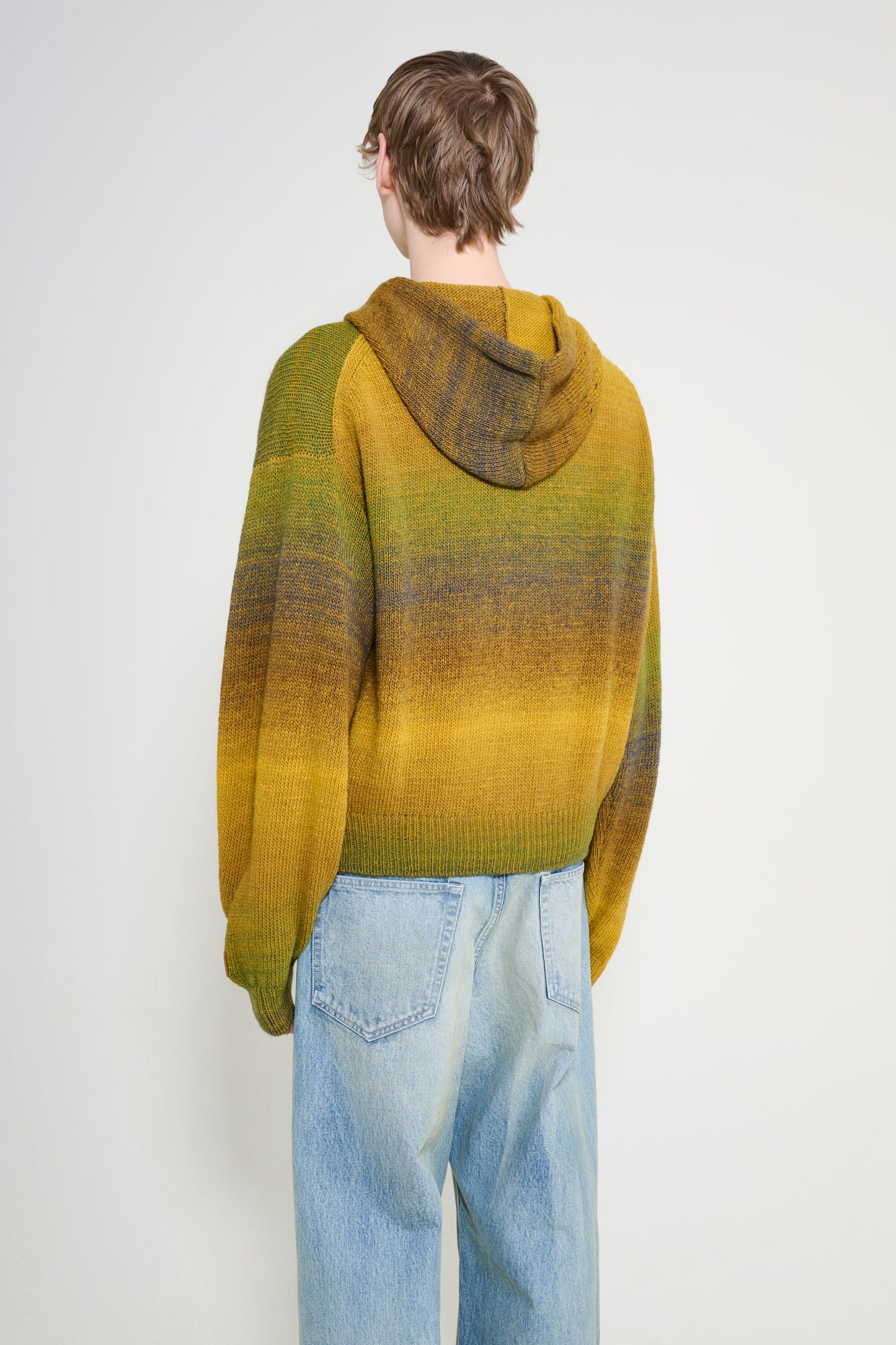 Aries Space Dye Temple Knit Zip Thru Hoodie Green