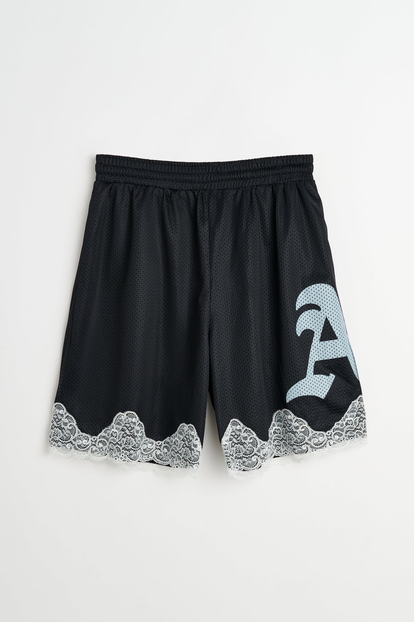 Aries Gothic Lace Airtex Shorts Black
