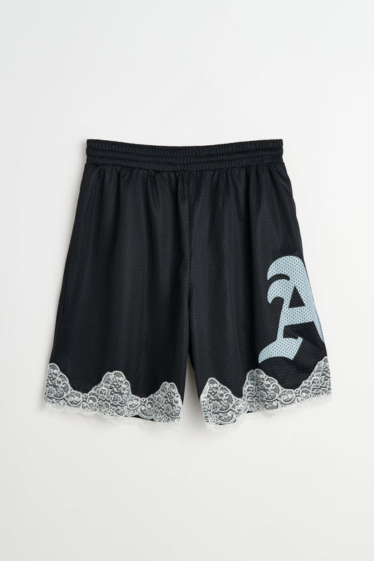 Aries Gothic Lace Airtex Shorts Black