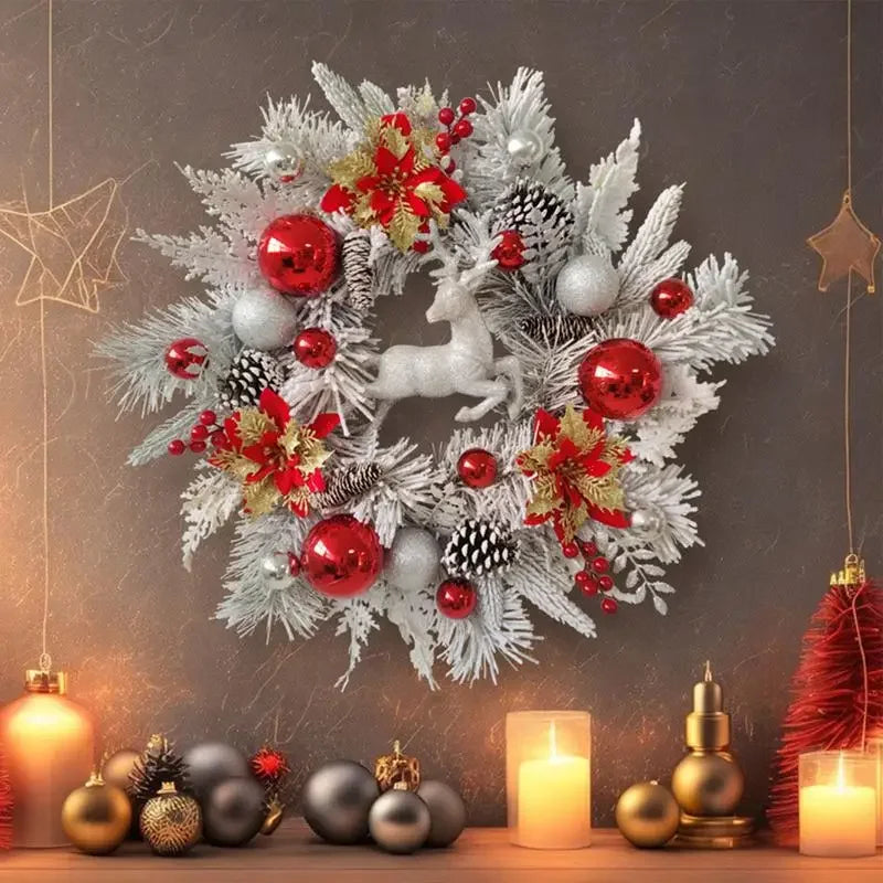 Christmas Elk Wreath Hanging Front Door Decoration