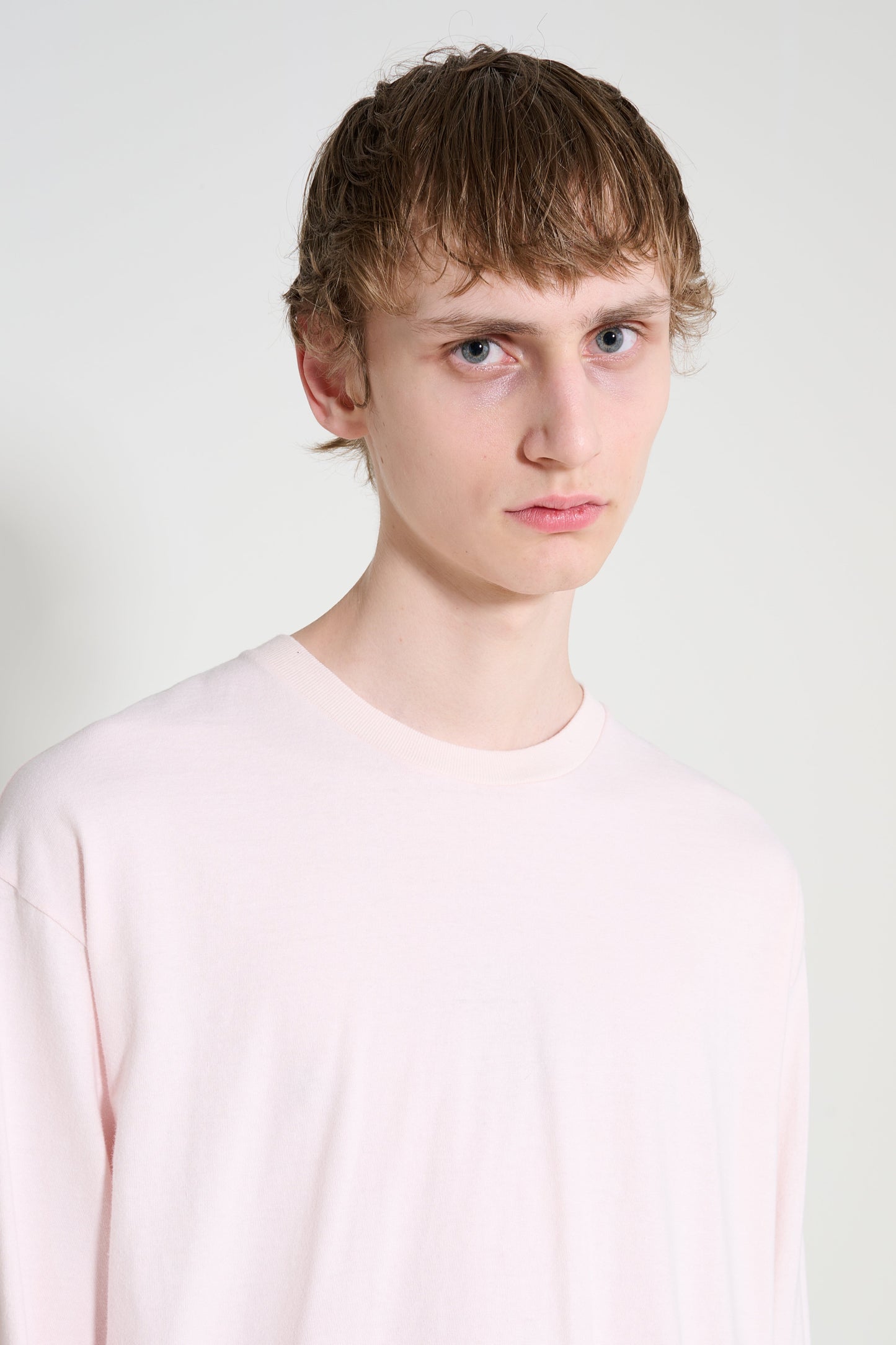 Auralee Brushed Organic Cotton Jersey L/S Tee Pale Pink