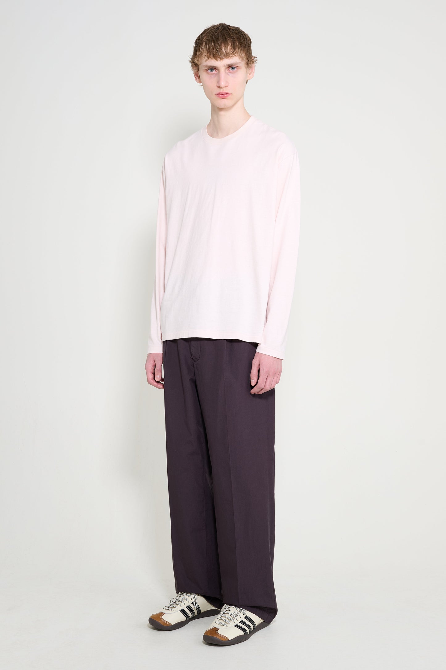 Auralee Garment-Dyed Finx Shuttle Weather One-Tuck Slacks Dark Brown
