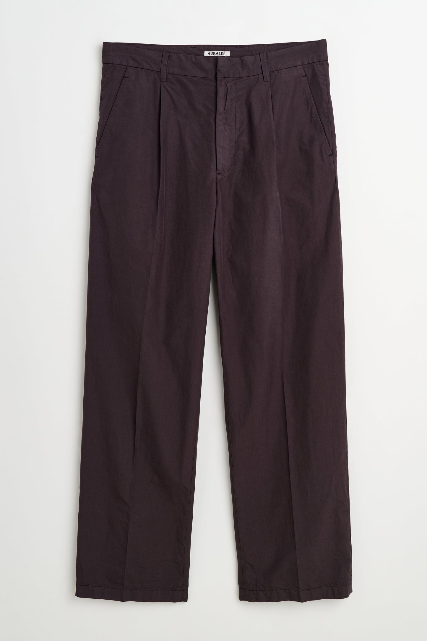 Auralee Garment-Dyed Finx Shuttle Weather One-Tuck Slacks Dark Brown