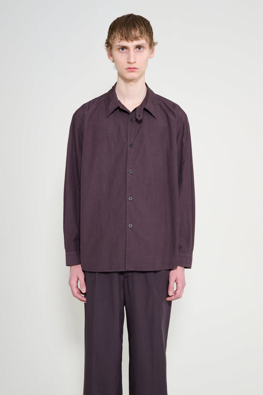Auralee Garment-Dyed Finx Shuttle Weather Shirt Dark Brown