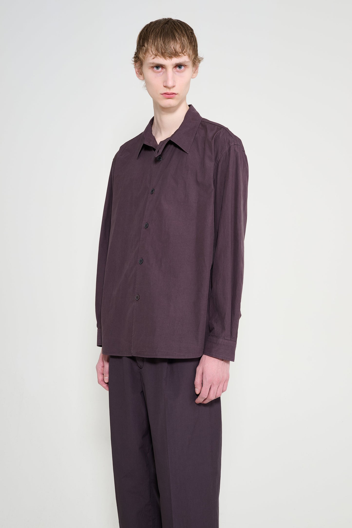 Auralee Garment-Dyed Finx Shuttle Weather Shirt Dark Brown