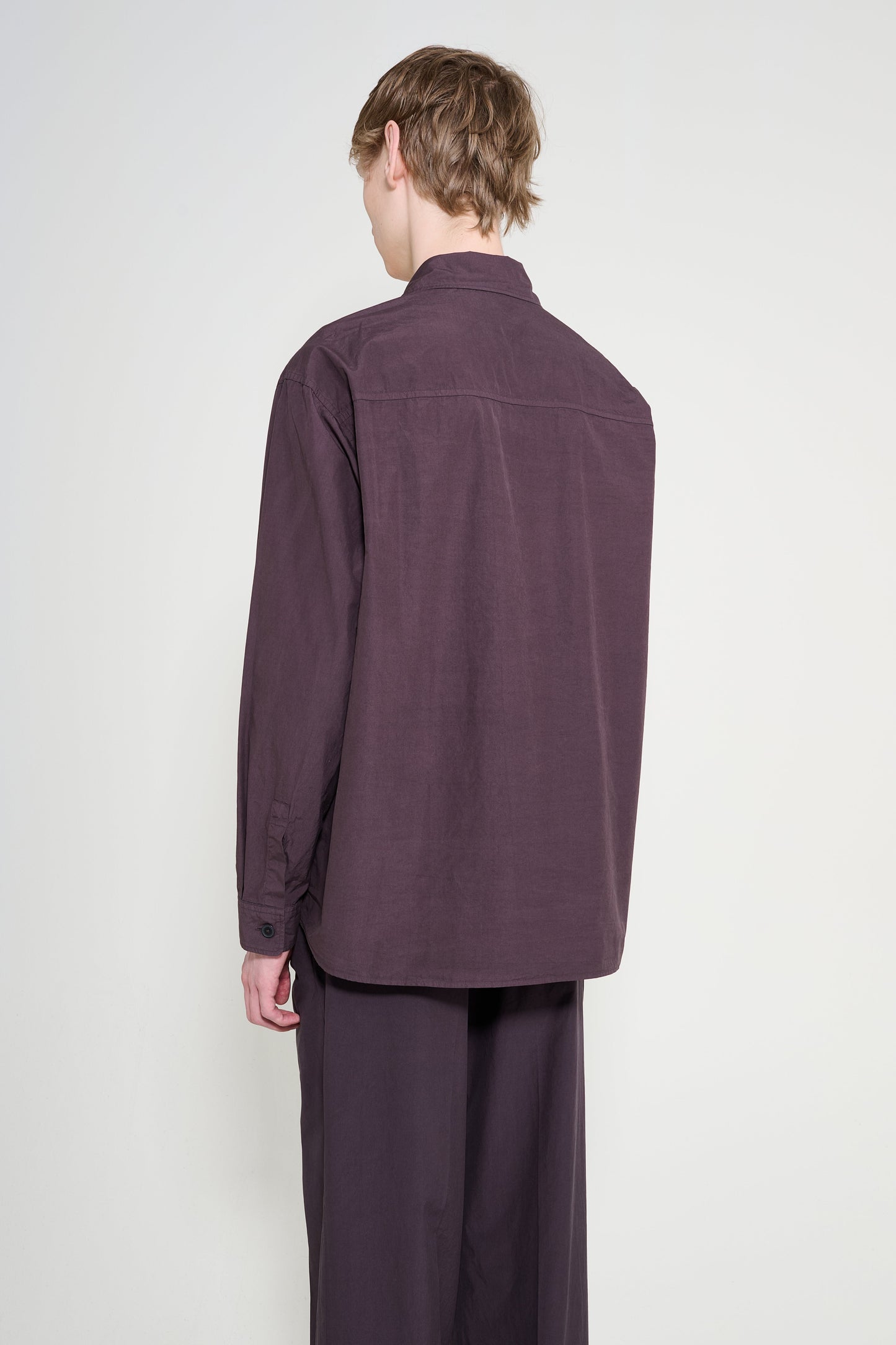 Auralee Garment-Dyed Finx Shuttle Weather Shirt Dark Brown