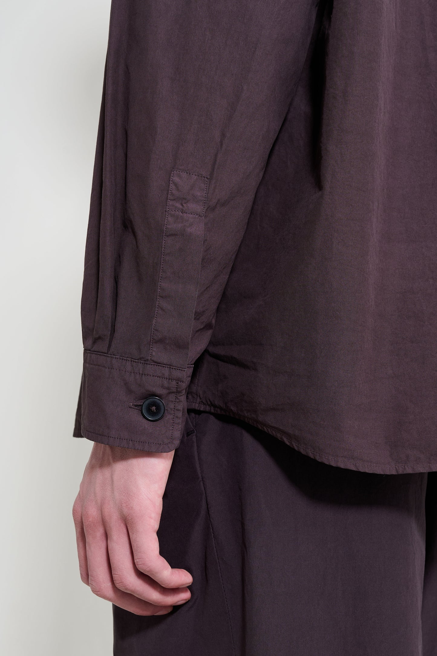 Auralee Garment-Dyed Finx Shuttle Weather Shirt Dark Brown