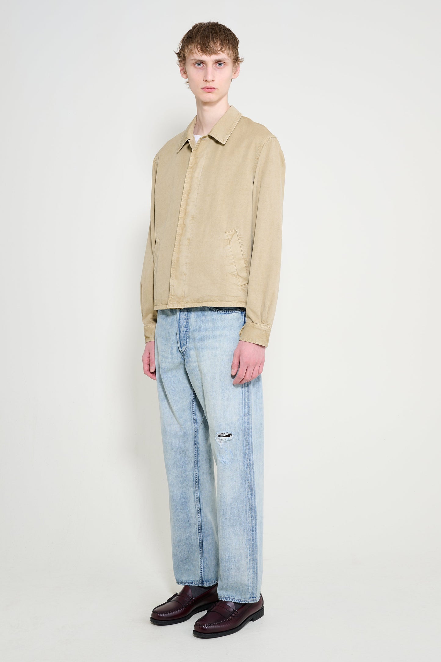Auralee Faded Selvedge Light Denim Wide Pants Light Indigo