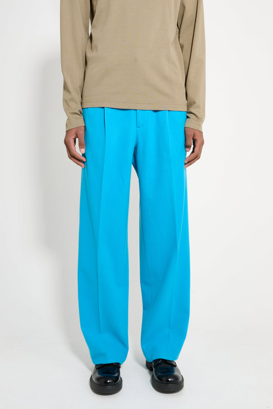 Auralee Brushed Super Fine Wool Flannel Slacks Light Blue