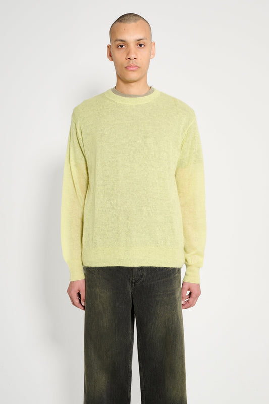 Auralee Kid Mohair Sheer Knit P/O Lime Yellow