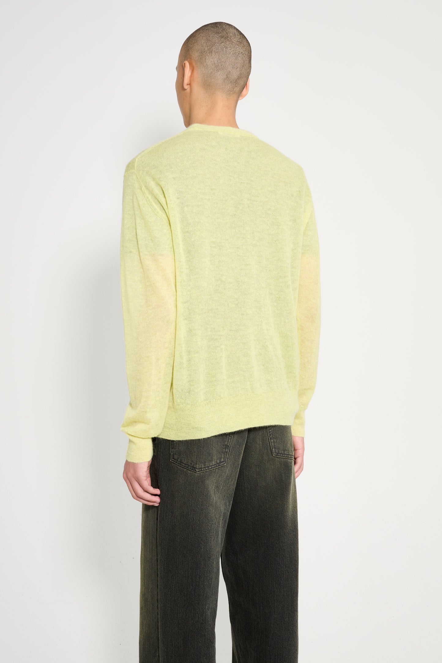 Auralee Kid Mohair Sheer Knit P/O Lime Yellow