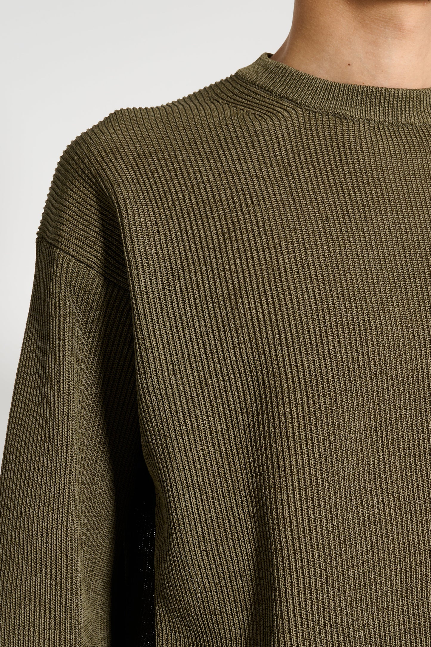 Auralee Flat Yarn Rib Knit P/O Khaki