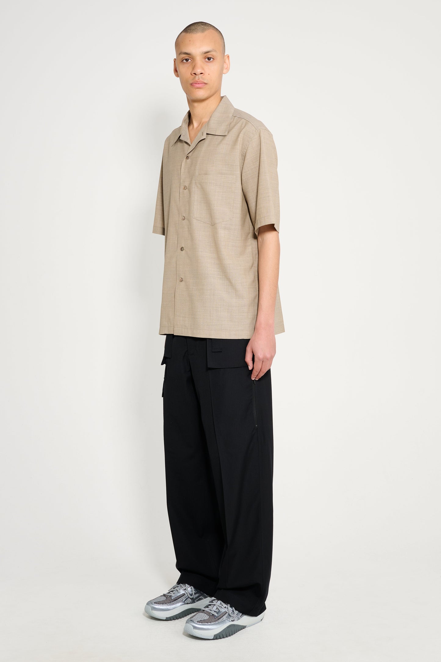 Auralee Wool Herringbone Cargo Pants Black