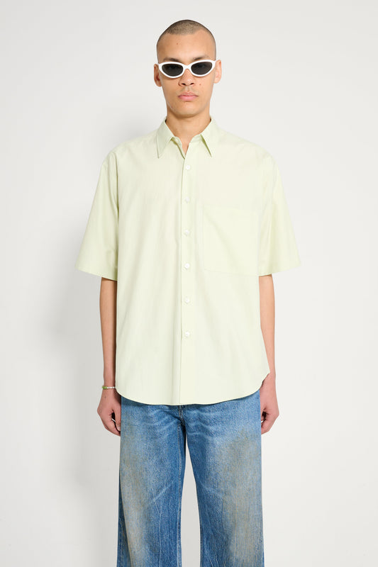 Auralee Washed Finx Twill Big Half Sleeved Shirt Light Green