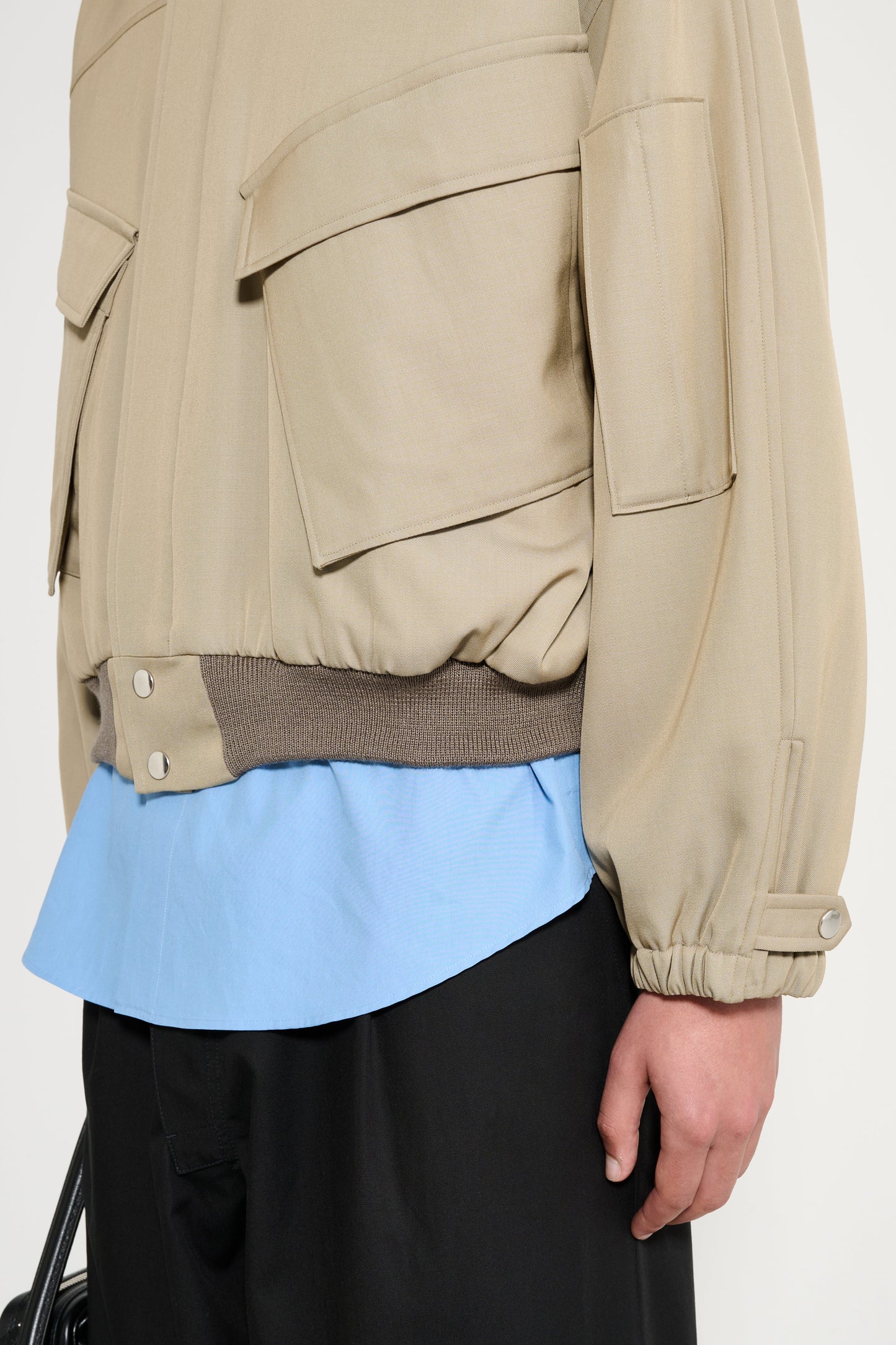 Auralee Light Wool Max Gabardine Chambray Padded Flight Blouson Khaki Beige