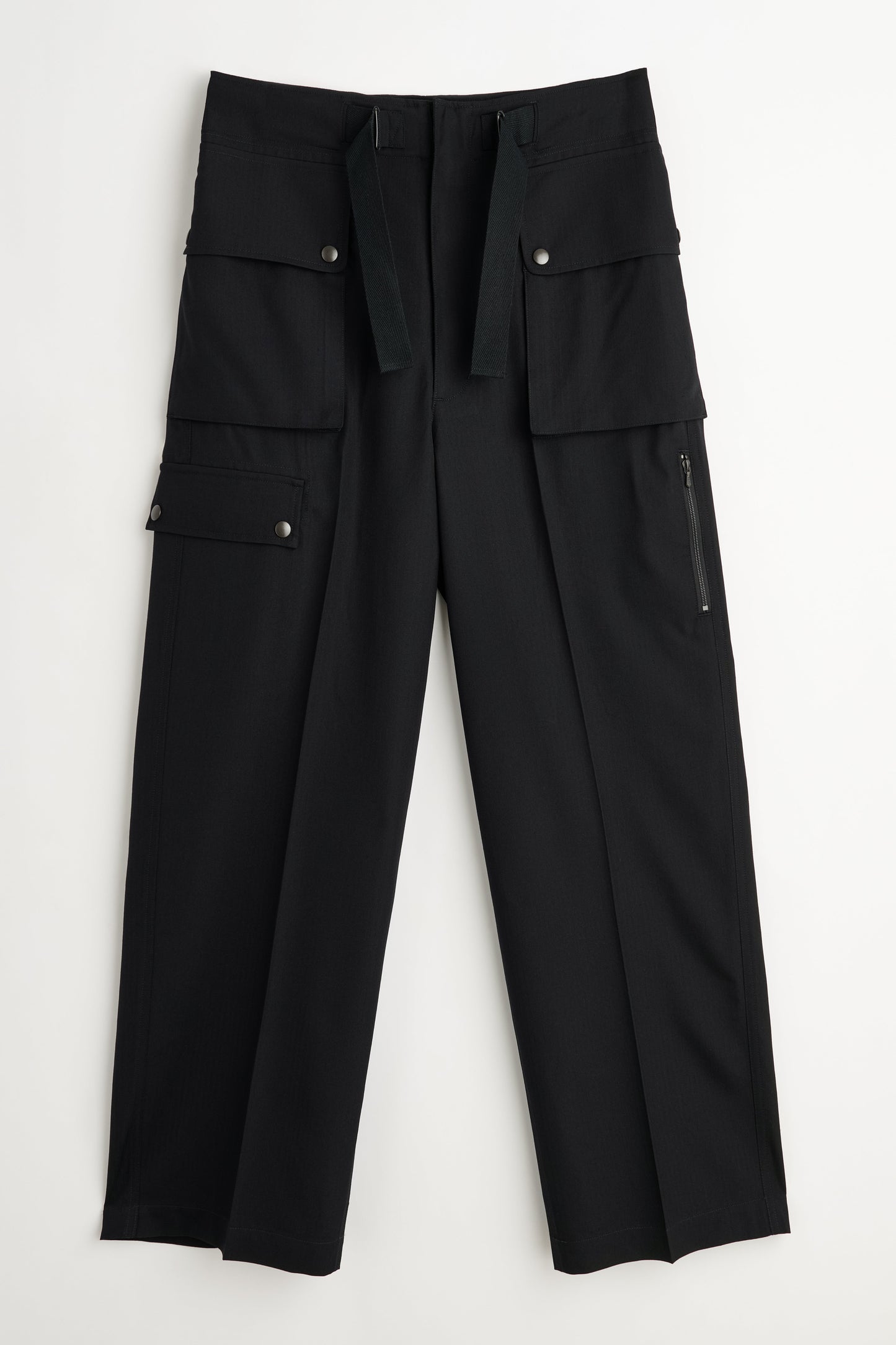 Auralee Wool Herringbone Cargo Pants Black