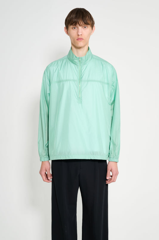 Auralee Light Sheer Nylon Half Zip P/O Jade Green