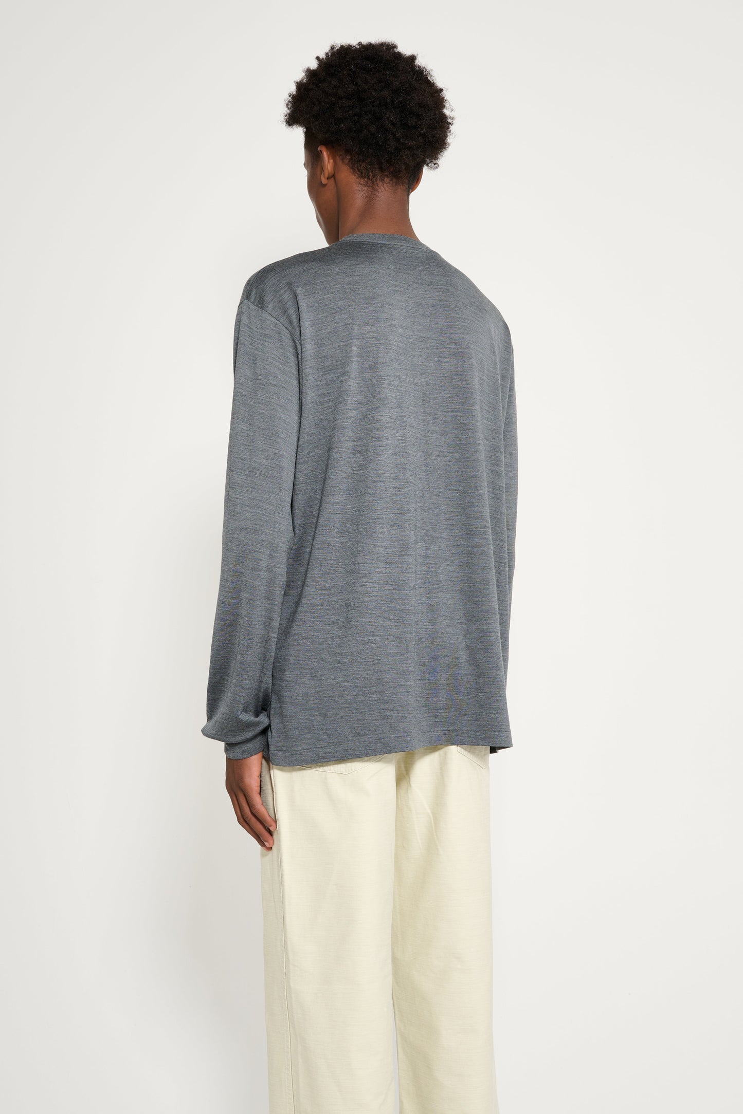 Auralee Wool Soft Jersey L/S Tee Top Charcoal