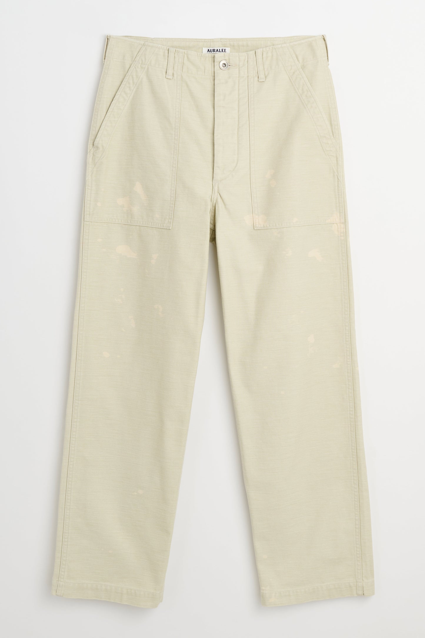 Auralee Washed Baggy Satin Bleached Baker Pants Dusty Ivory