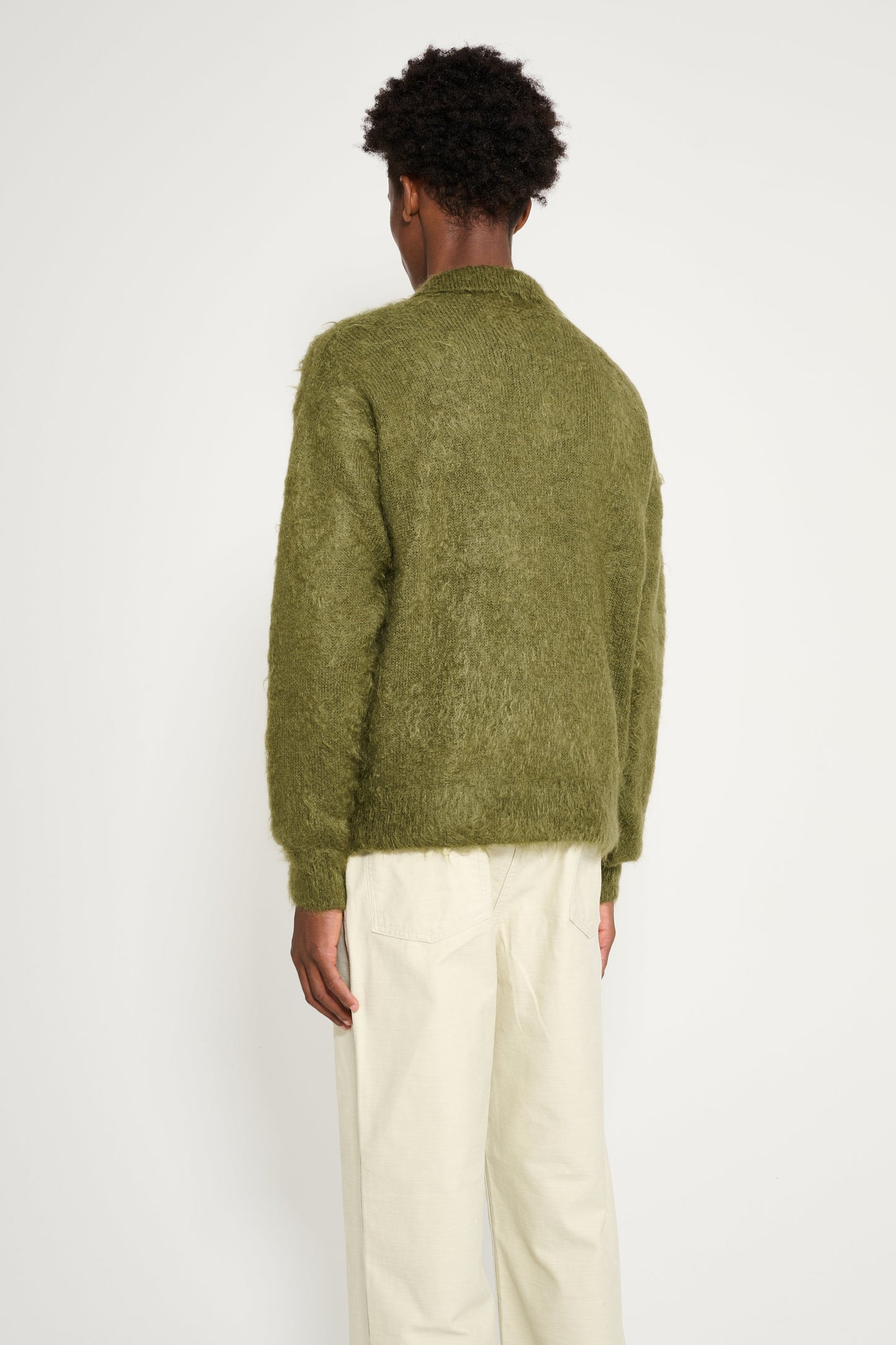 Auralee Brushed Super Kid Mohair Knit Polo Olive