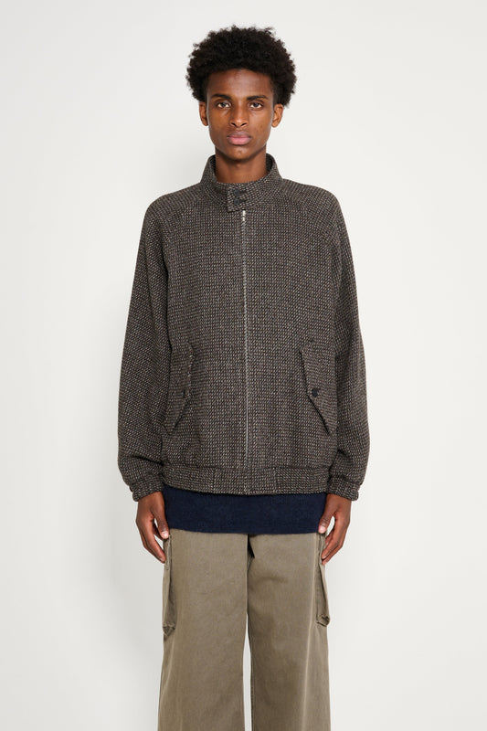 Auralee Alpaca Wool Silk Tweed Zip Blouson Gray Brown Hairline