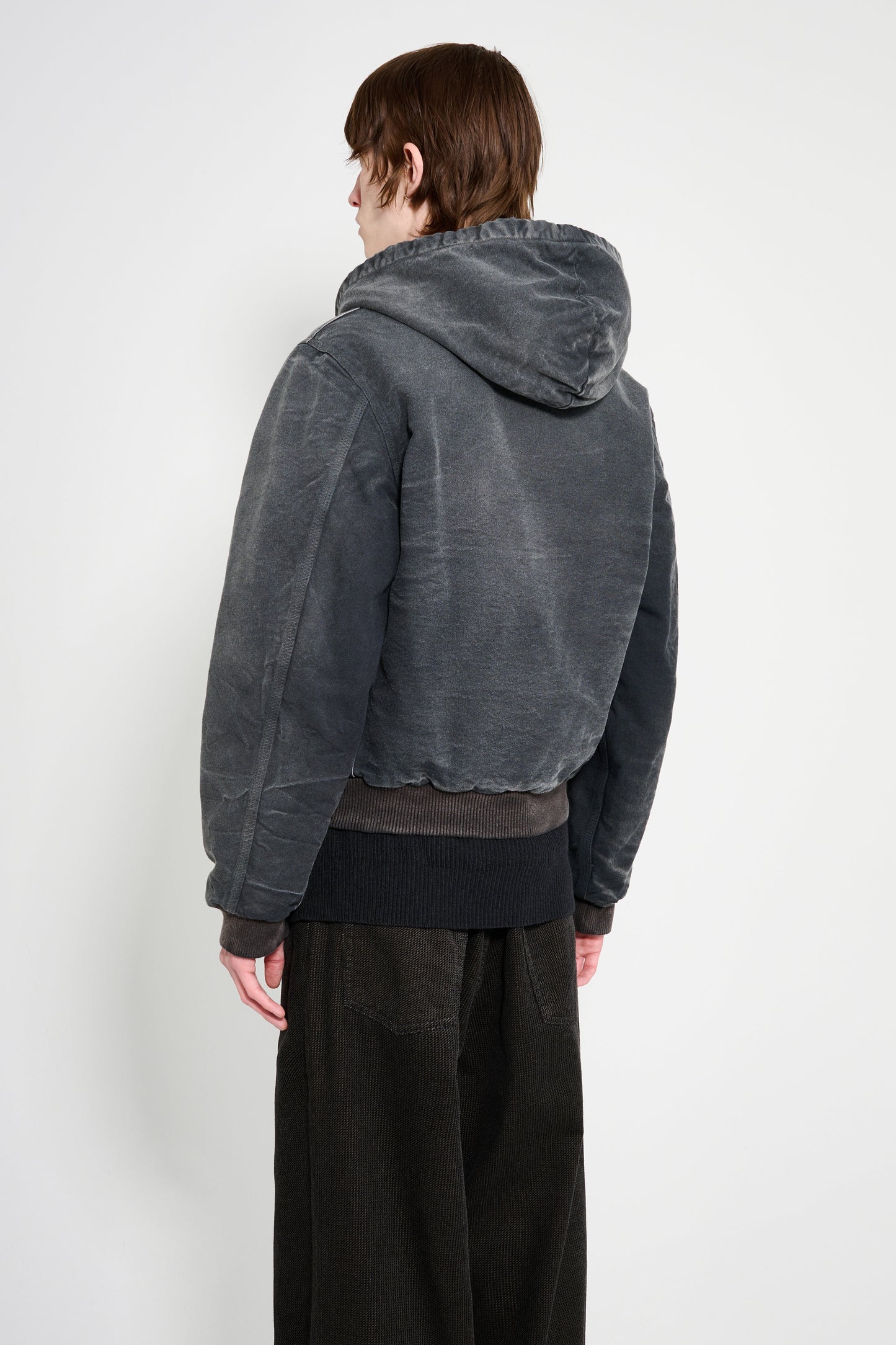 Auralee Product Dyed Organic Cotton Duck Short Zip Parka Faded Black