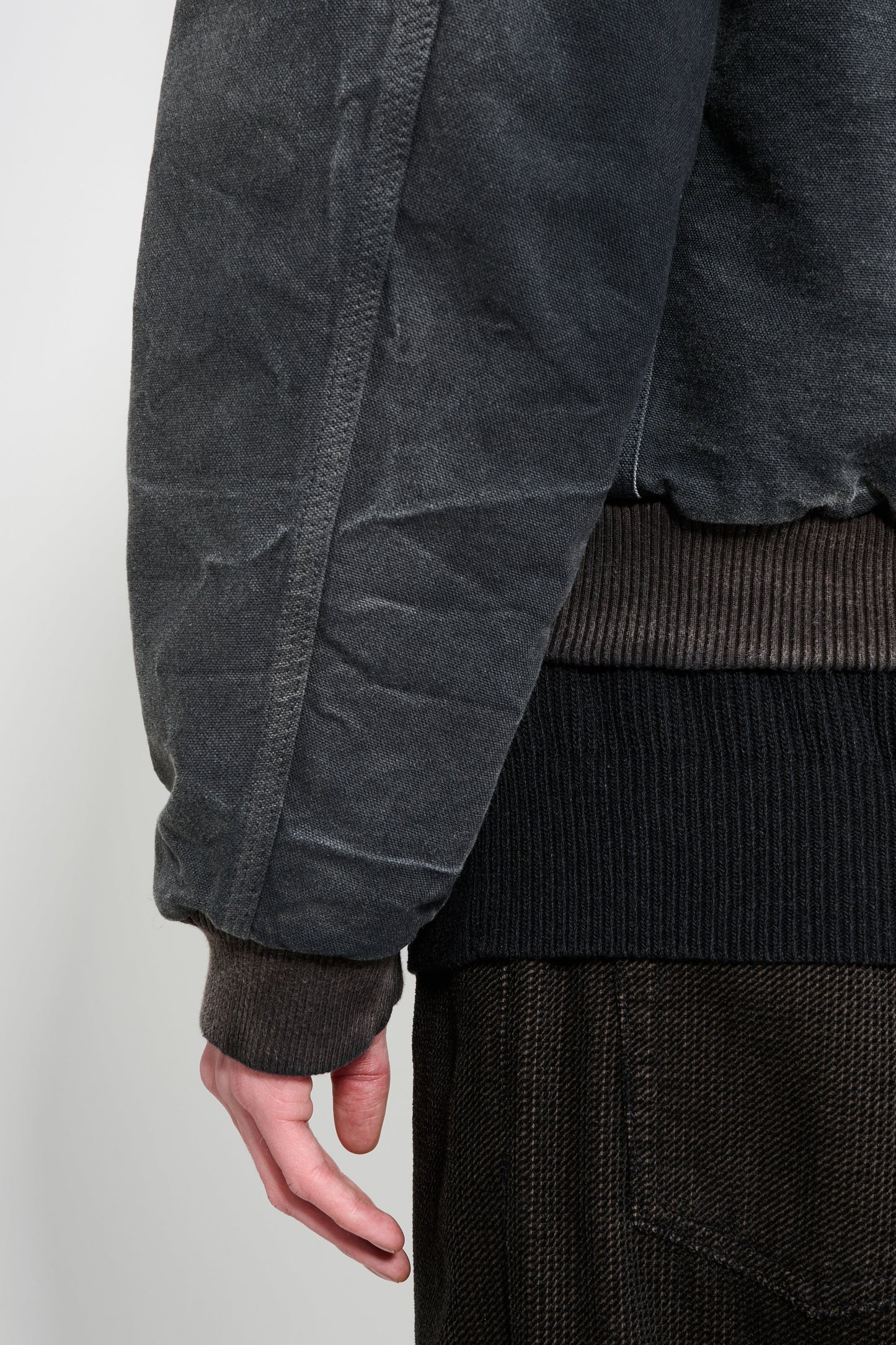 Auralee Product Dyed Organic Cotton Duck Short Zip Parka Faded Black