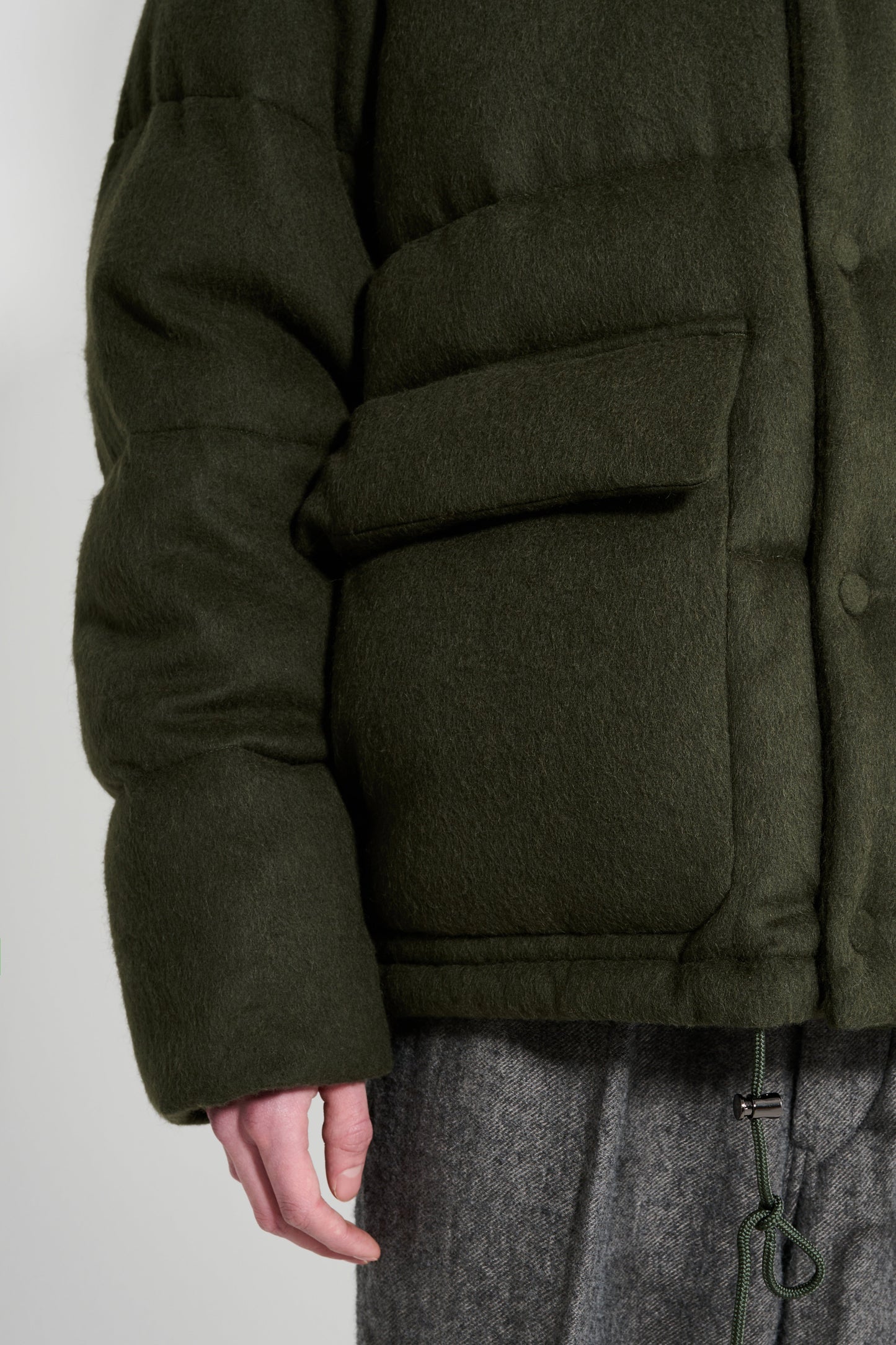 Auralee Baby Camel Flannel Down Blouson Dark Olive