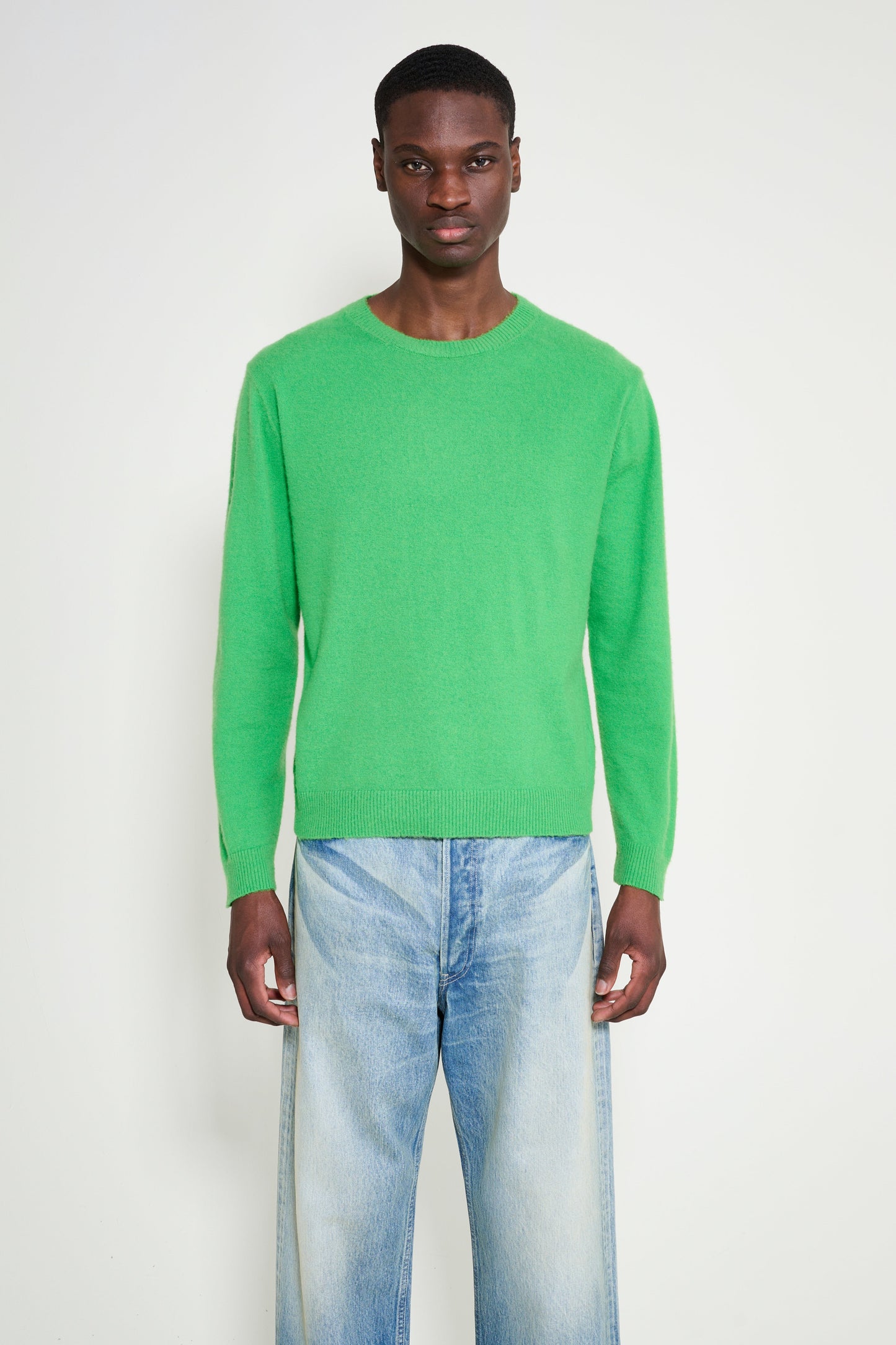 Auralee Brushed Cashmere Cotton Knit P/O Green