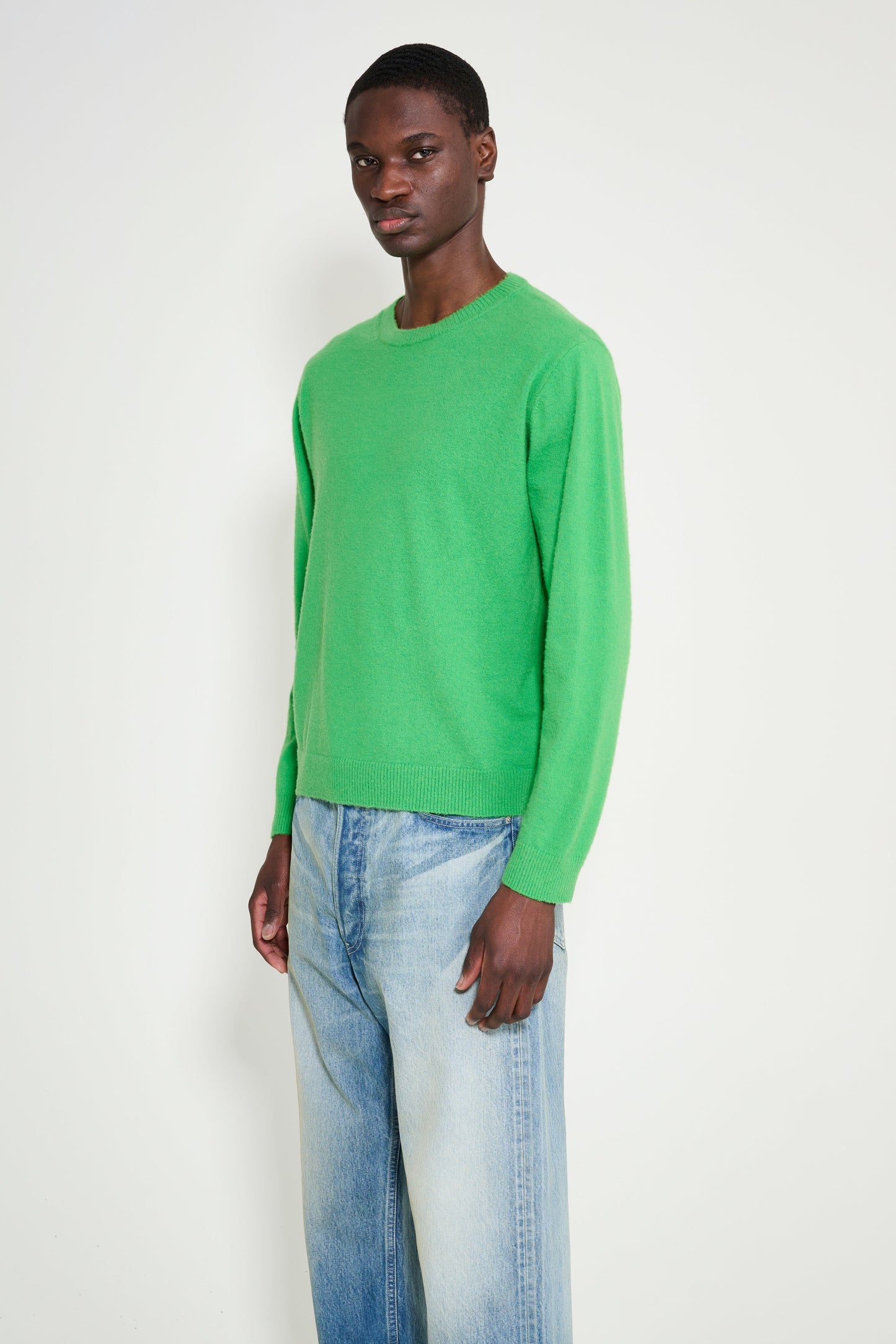 Auralee Brushed Cashmere Cotton Knit P/O Green