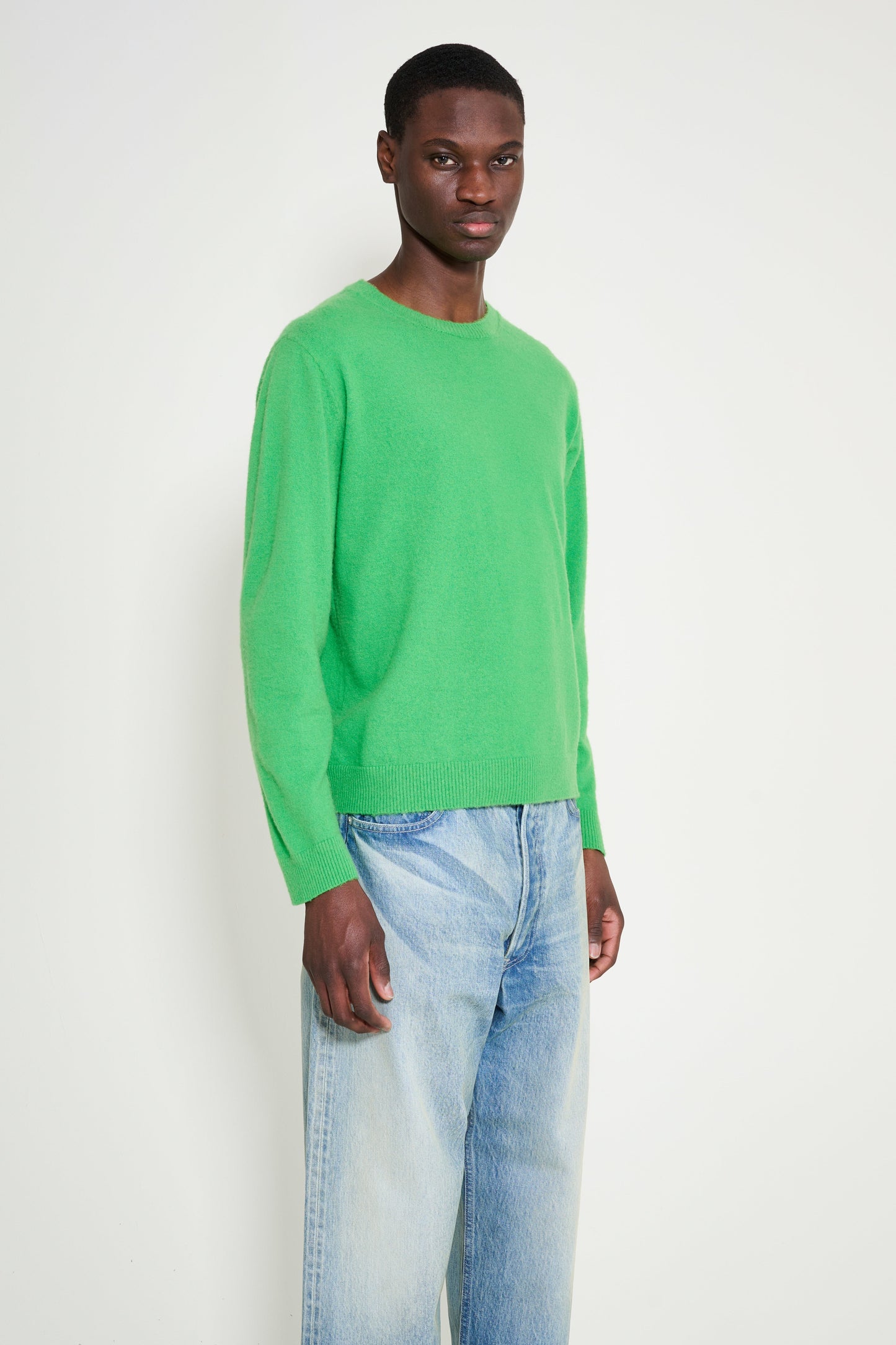 Auralee Brushed Cashmere Cotton Knit P/O Green