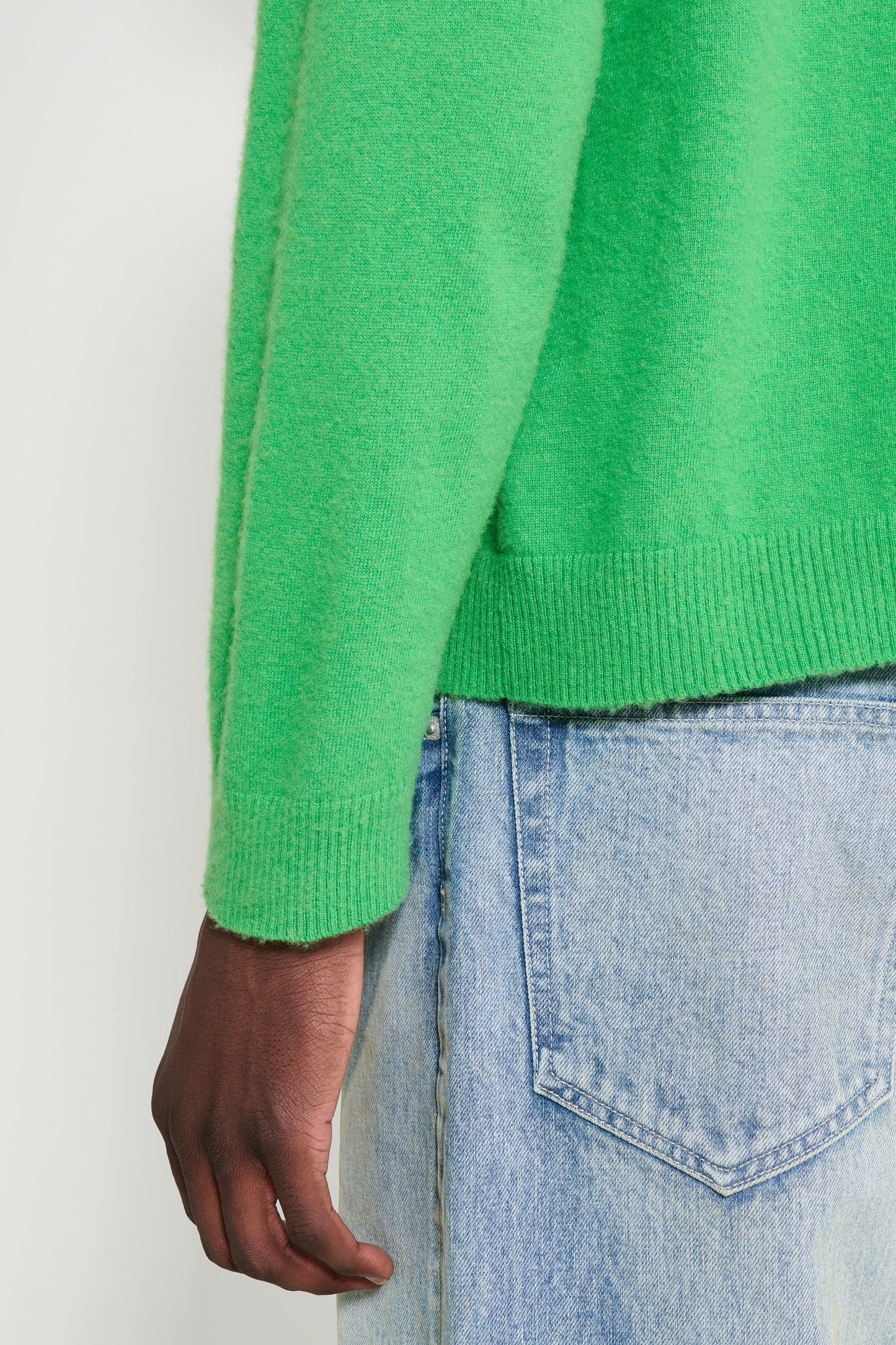 Auralee Brushed Cashmere Cotton Knit P/O Green