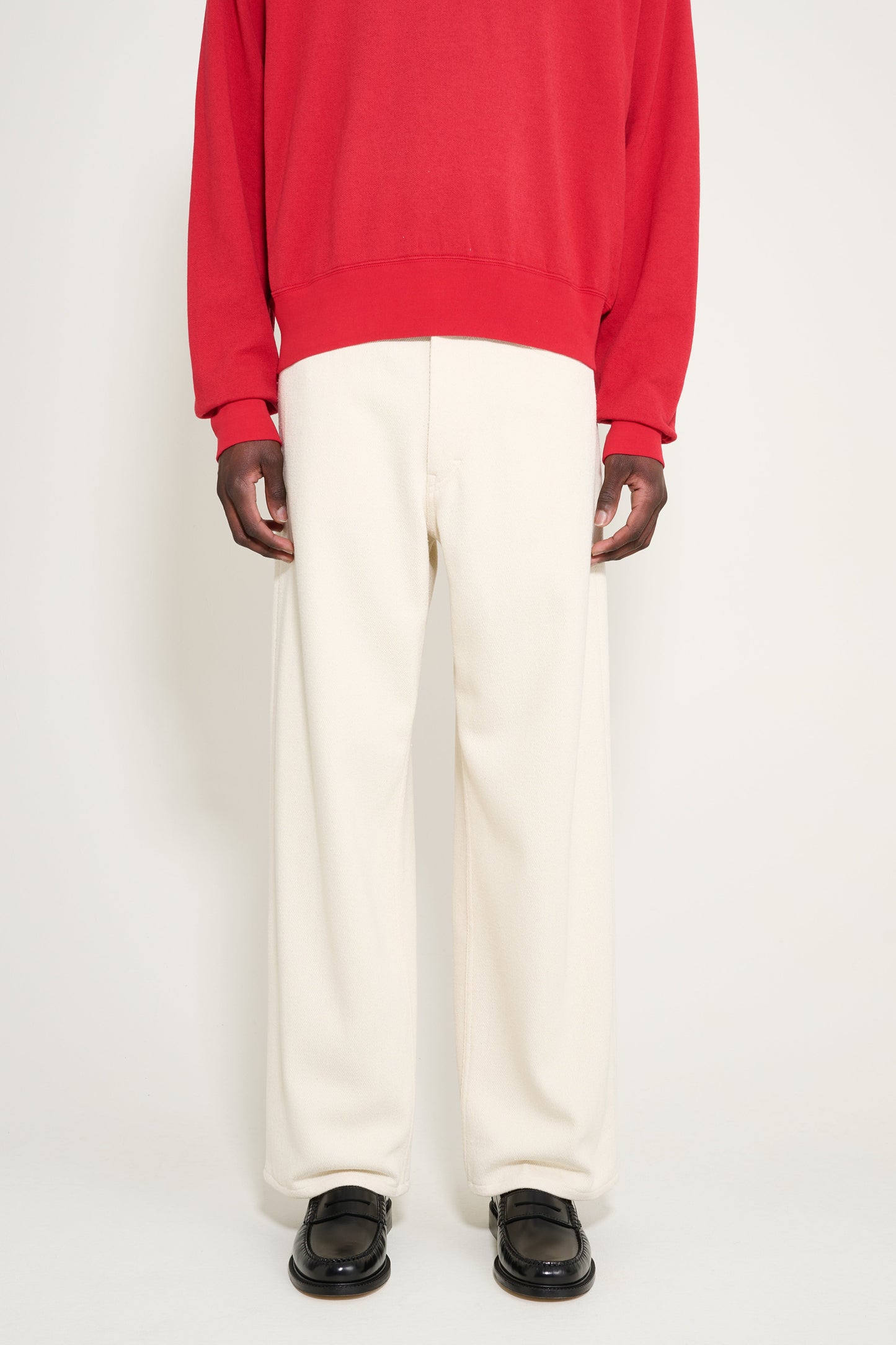 Auralee Silk Nep Denim 5P Wide Pants Ivory White