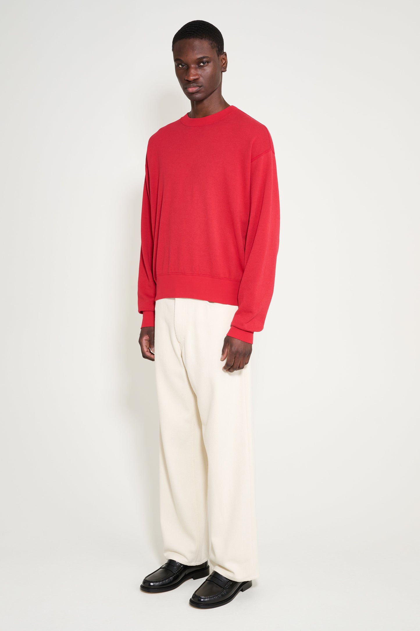 Auralee Silk Nep Denim 5P Wide Pants Ivory White