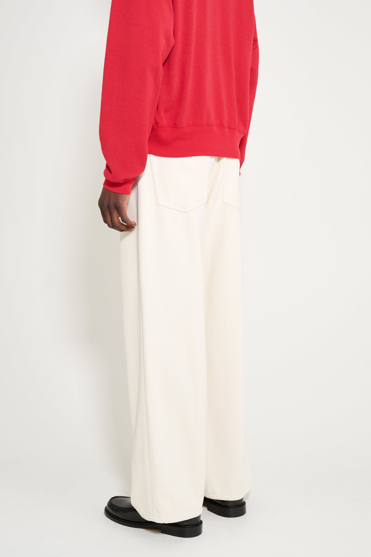 Auralee Silk Nep Denim 5P Wide Pants Ivory White