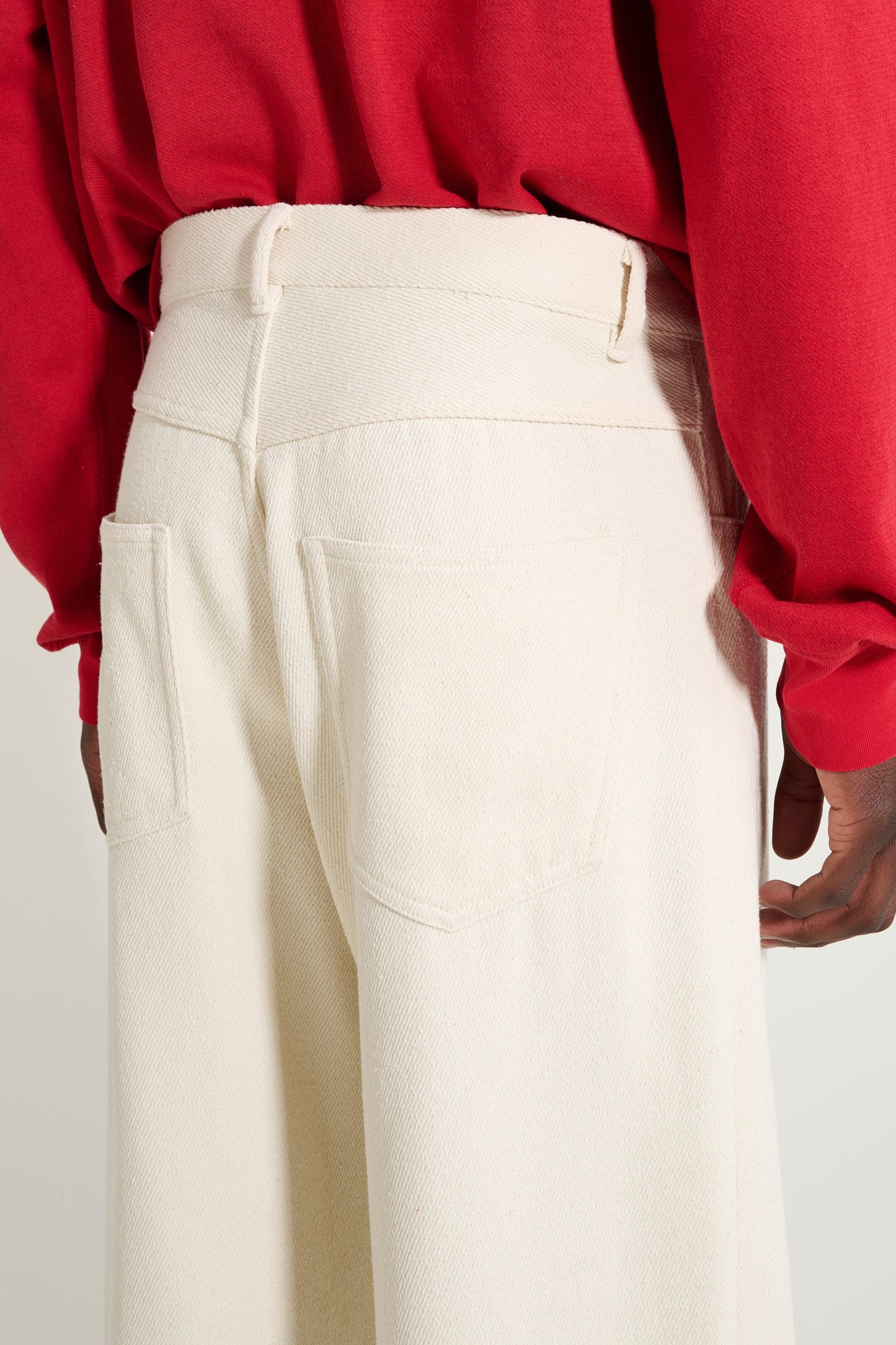 Auralee Silk Nep Denim 5P Wide Pants Ivory White