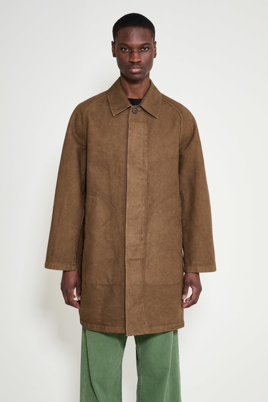 Auralee Garment Dyed Organic Cotton Heavy Twill Short Coat Dark Brown