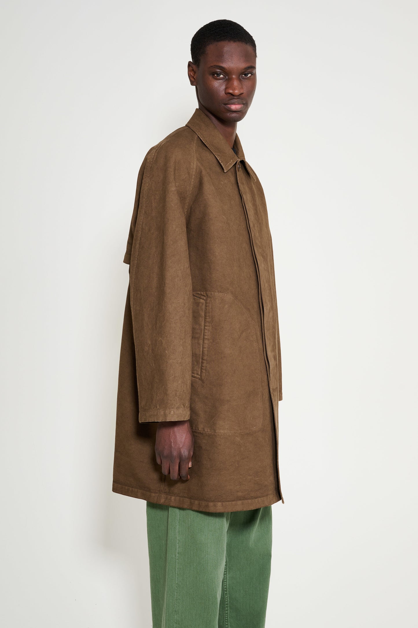Auralee Garment Dyed Organic Cotton Heavy Twill Short Coat Dark Brown