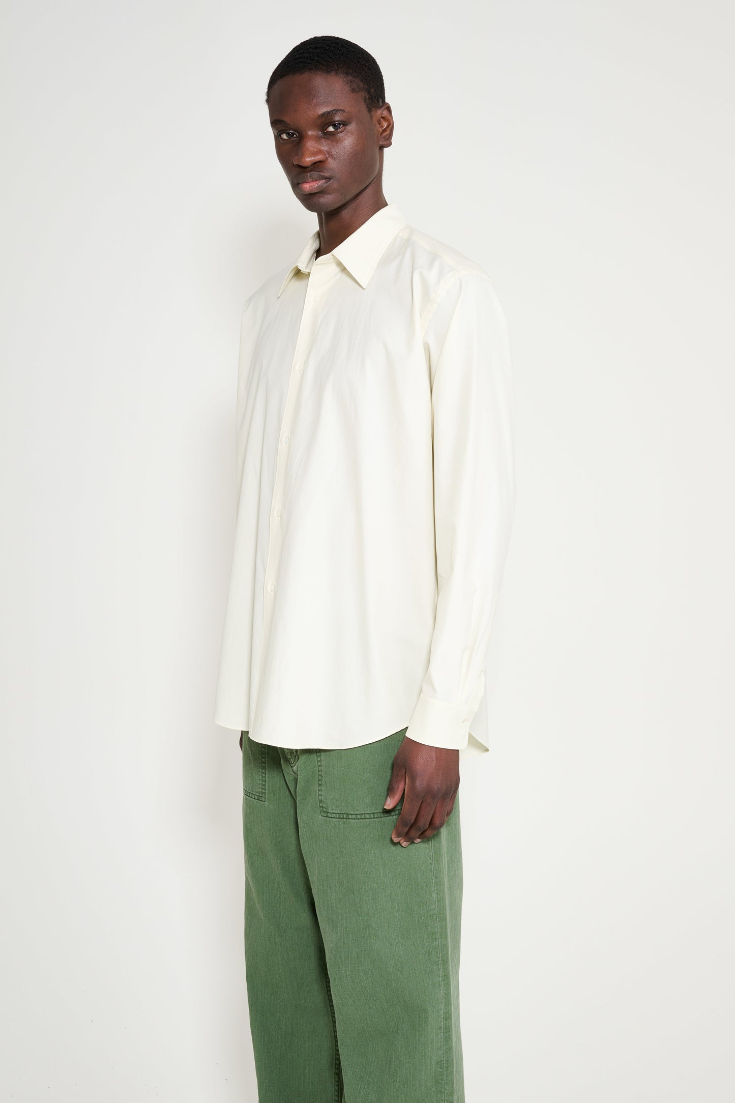 Auralee Washed Finx Twill Shirt Vanilla