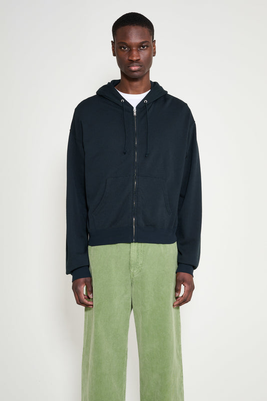 Auralee High Twist Light Sweat Zip Parka Ink Black